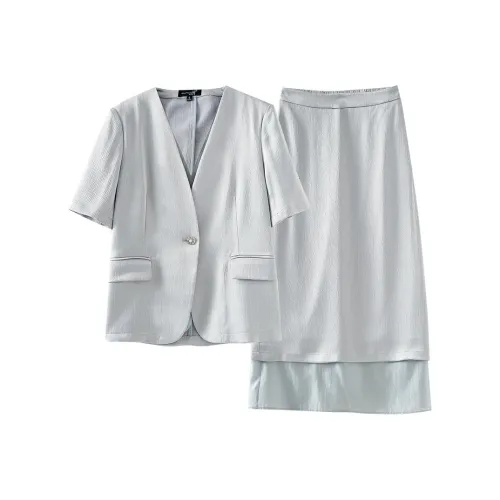 OUNIXUE Комплект с юбкой женский светло-серый