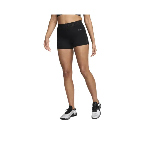 nike Женские MID Длина шагового шва (передняя задняя посадка) 7,5 см Прибл. Mesh Panelled Шорты Спортивные шорты Женские Черный