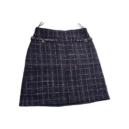 CHANEL Повседневные короткие юбки Женские Черный Фиолетовый