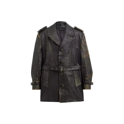 COACH Кожа Куртка Мужская Черная