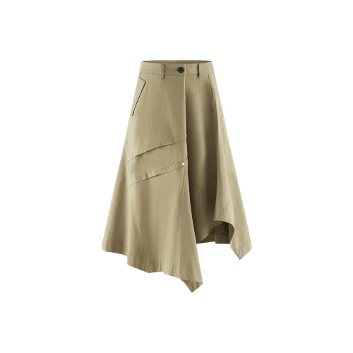 A21 Повседневный Длинный Юбка Женские Армейский зеленый
