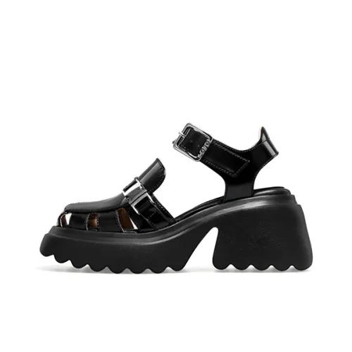 KNKW Космос Mary Коллекция Римские Сандалии 8 см Женские Черные