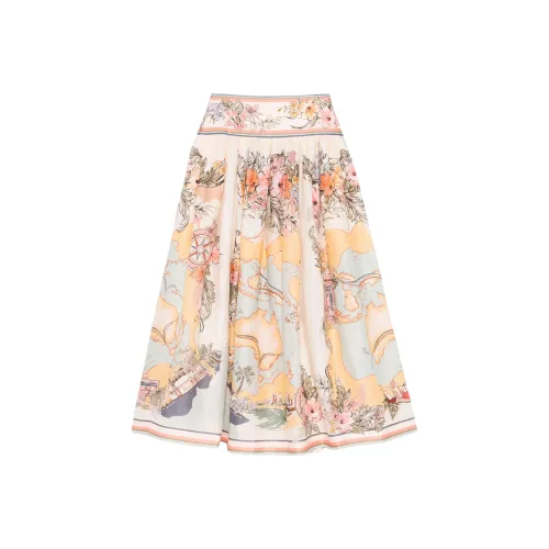 Zimmermann FW24 Повседневная длинная юбка женская светлый бежевый