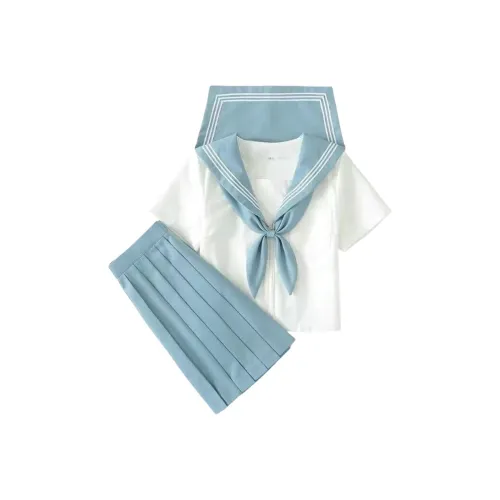 Shuhao Bai Короткий рукав Топ + 42A Юбка Набор одежды Включает Детский бандана Биби Женская униформа