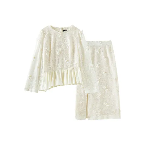 OUNIXUE Абрикос Женские Комплекты с юбкой