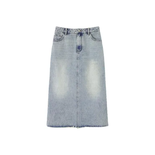 SHIRAN Повседневная длинная юбка женская светлый деним