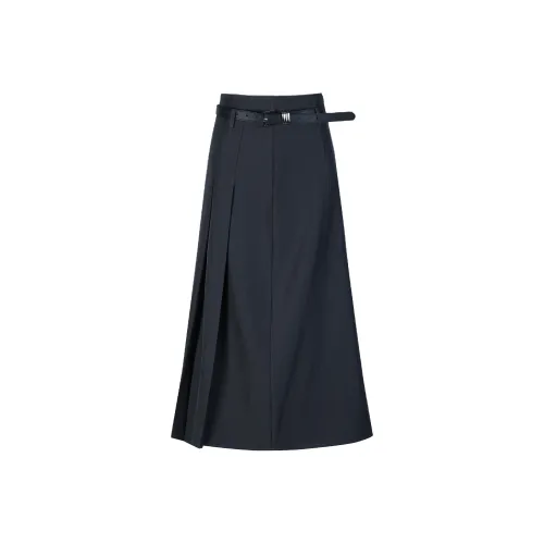 Wen Shan Повседневный Длинный Юбка Женская Серого цвета