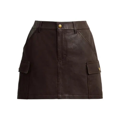 COACH SS24 Кожаные короткие юбки Женские Умбра