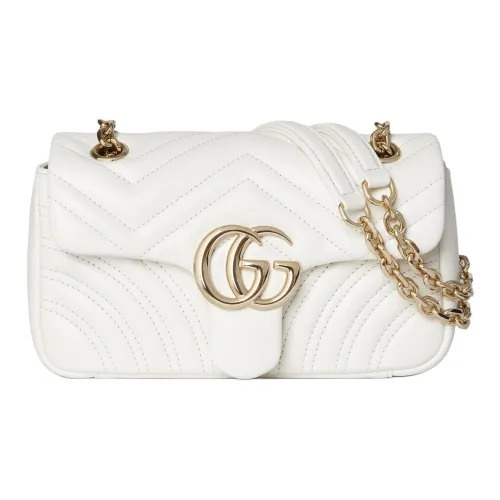 GUCCI GG Marmont Овечья кожа Плечевая сумка Маленькая Женская Белая