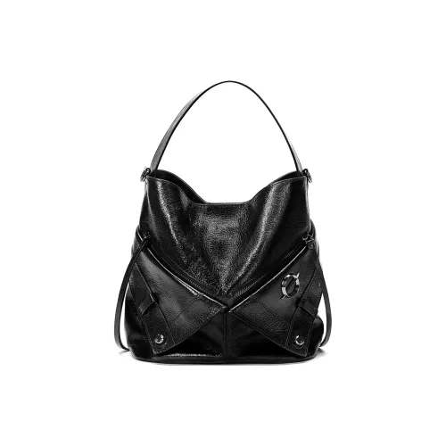 JELLYTOYBOY Коровья кожа с искусственной кожей Refactor ведрообразная сумка через плечо сумка обычная женская черная