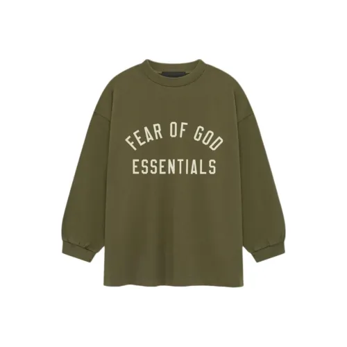Fear Of God Essentials Kids Джерси Длинный рукав Т-рубашка Т Рубашка Вечнозеленый MILITAR Для детей 3-7 лет