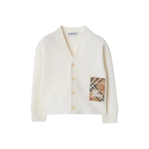 Burberry Свитер Check Этикетка Шерсть Кардиган Сливочный Infant And Toddler