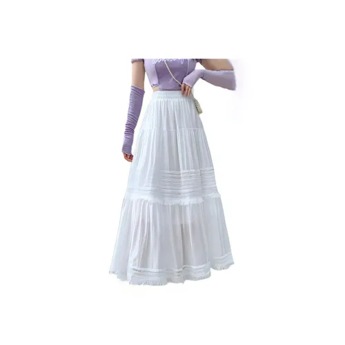 HTHK Повседневный Длинный Юбка Женская Белая