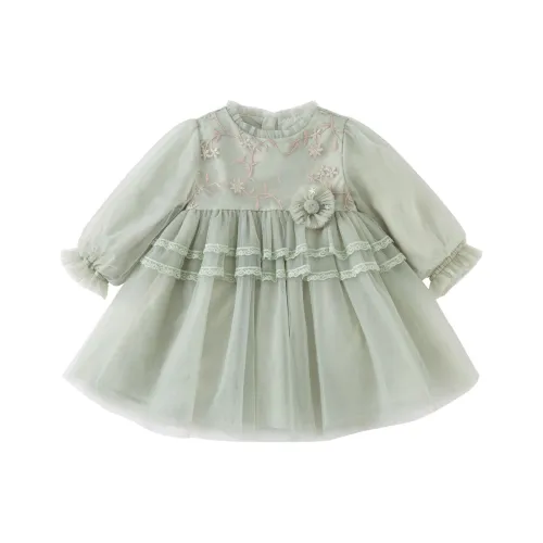 DAVE&BELLA Серо-зеленые Платья для детей