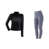 Набор (Черный топ + Темно-синие и серые обрезанные брюки)