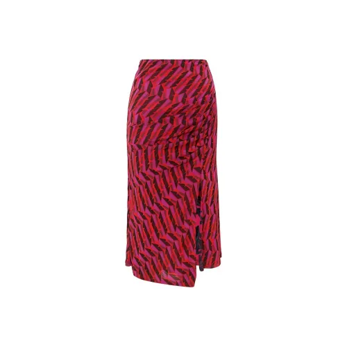 DVF Diane Von Furstenberg Повседневный Длинный Юбка Женские Красный