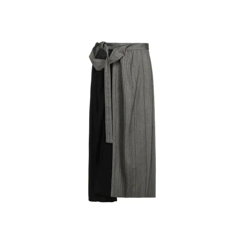Yohji Yamamoto Серый Женские Повседневные Длинные Юбки