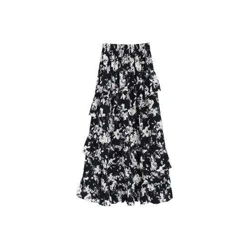 Garbege Повседневный Длинный Юбка Женские Черный