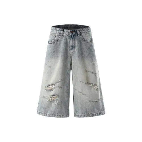 KUXIANSENWENYI Синие унисекс джинсовые шорты