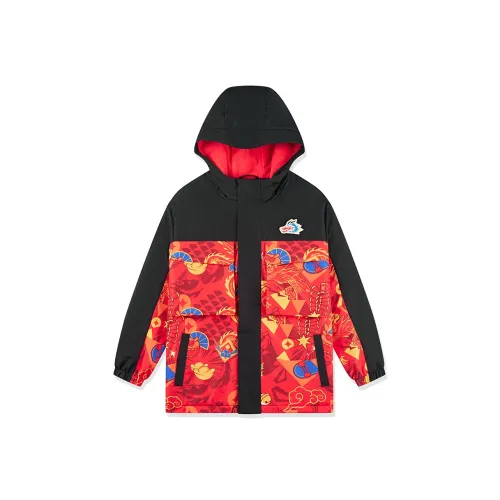 QIAODAN Тренчкот Черный Reborn Красный Full С принтом Детский