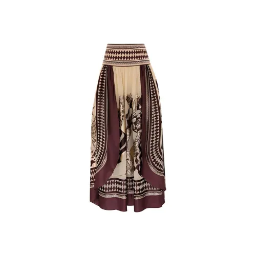 Zimmermann FW24 Повседневный Длинный Юбка Женские Молочно-чайный Wood Умбра