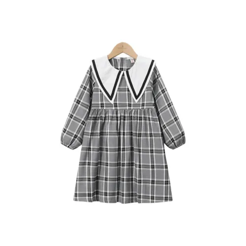 Montagut Клетчатый Умеренный Детское Платье Летнее Малыш