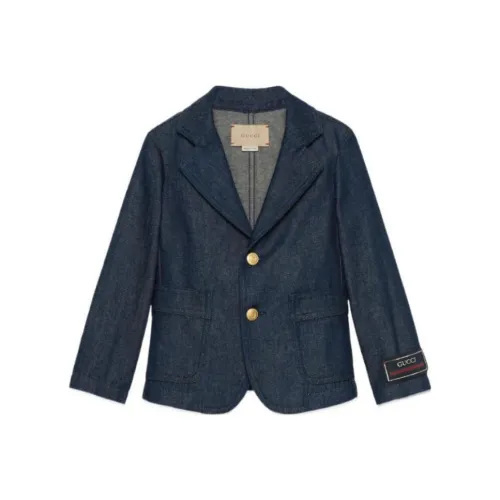 GUCCI V-образный вырез с логотипом BUTTONS длинный рукав деловой костюм темно-синий детский