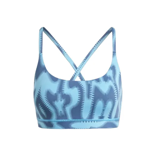 Adidas Все ME Свет Поддержка Printed Бюстгальтер Спортивное белье Женские Половина Синий Градиентный
