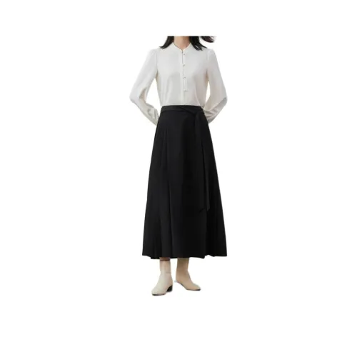 Inman Повседневный Длинный Юбка Женская Полночный Черный