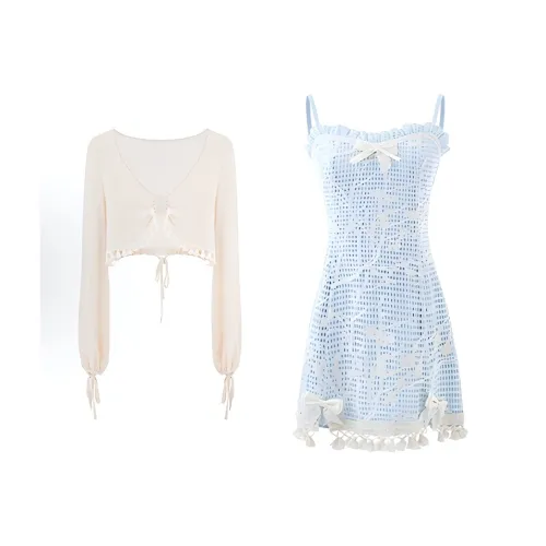 Incolore Комплект с юбкой Женские Ecru Рубашка + Blue Юбка