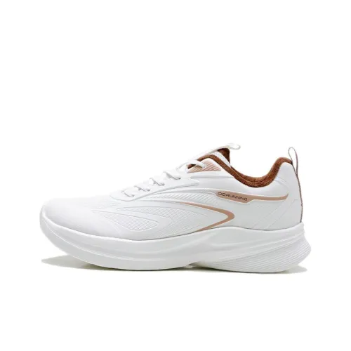 QIAODAN Slip-resistant Abrasion-resistant Low Top Casual Running Shoes Women's White Brown QIAODAN Противоскользящий Устойчивый к истиранию Низкий Топ Повседневные Беговые Кроссовки Женские Белый Коричневый