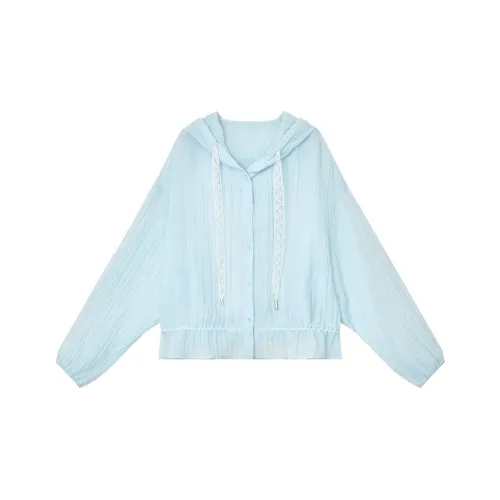 ELF SACK Утренняя роса Синий Женское короткое пальто