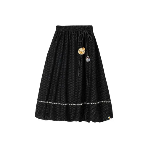 B.DUCK Collaboration Повседневная Длинная Юбка Женская Черная