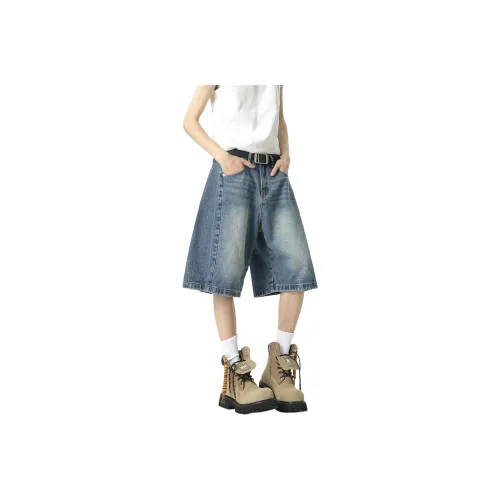 BQODQO Синие унисекс джинсовые шорты