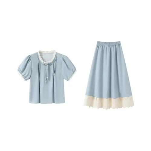 GULIANFEI Комплект с юбкой женский светло-синий
