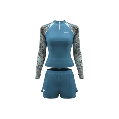 TOSWIM Двухкомпонентный купальник женский цвет ледяной синий с эффектом свечения