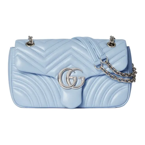 GUCCI GG Marmont Кожа Сумка через плечо Средняя Женская Светло-синяя