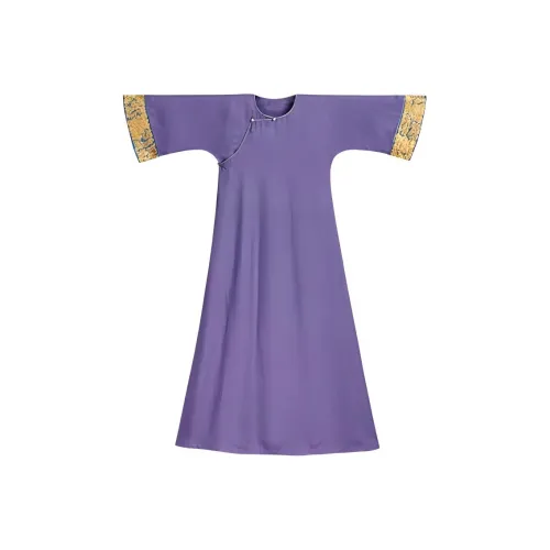 YICHENGFENGXU Чонсам Женские Фиолетовый Серебряный Смесь Сатин с Золотыми Рукавами