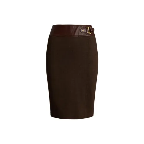 LAUREN RALPH LAUREN FW24 Повседневный Длинный Юбка Женская Зеленая Коричневая