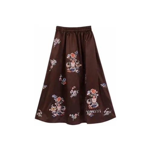 YICHENGFENGXU Повседневный Длинный Юбка Женские Кофе