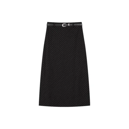 IHIMI Повседневный Длинный Юбка Женские Черный