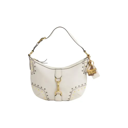 COACH Hamptons Кожа Сумка-хобо Сумка Сумка через плечо Большая Женская Белая и Латунь