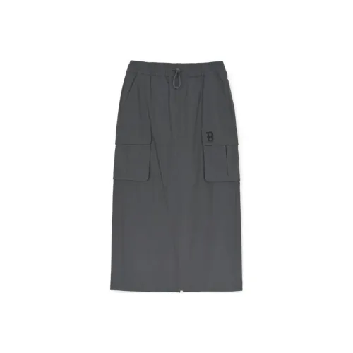 Mlb Base Logo Повседневная Длинная Юбка Женская Серого цвета