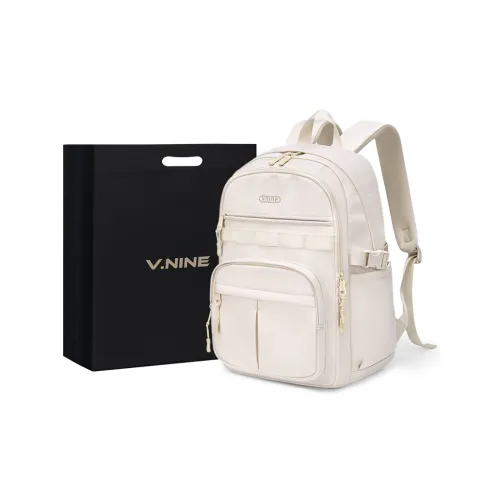 V.NINE Ткань Ноутбук Сумка Рюкзак Большой Унисекс Миндально-белый Клейкий Бежево-черный