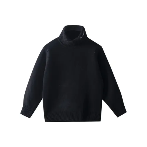 ULOVAZN Корейский стиль Однотонный Водолазка Флис с подкладкой Теплоизоляционный Теплый Длинный рукав Пуловер Трикотажная ткань Детский