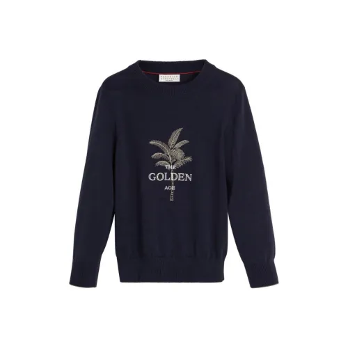 Brunello Cucinelli Темно-синий Kids Свитеры