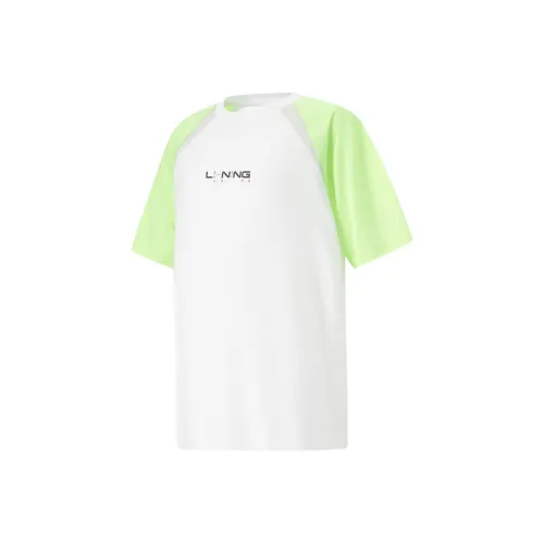 LINING YOUNG T-Рубашка Стандартная Белая Флуоресцентная Ледяная Желтая Детская