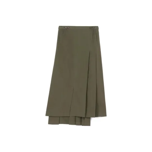 Yohji Yamamoto Khaki Женские Повседневные Длинные Юбки