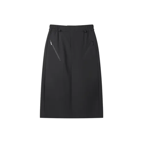 PEACEBIRD Повседневный Длинный Юбка Женская Черная