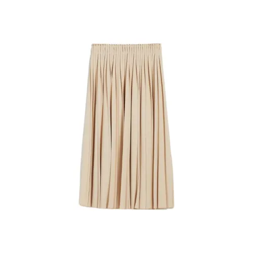 WEEKEND MaxMara Kiku Коллекция Плиссированный Crepe Джерси Юбка Повседневный Длинный Юбка Женские Экрю